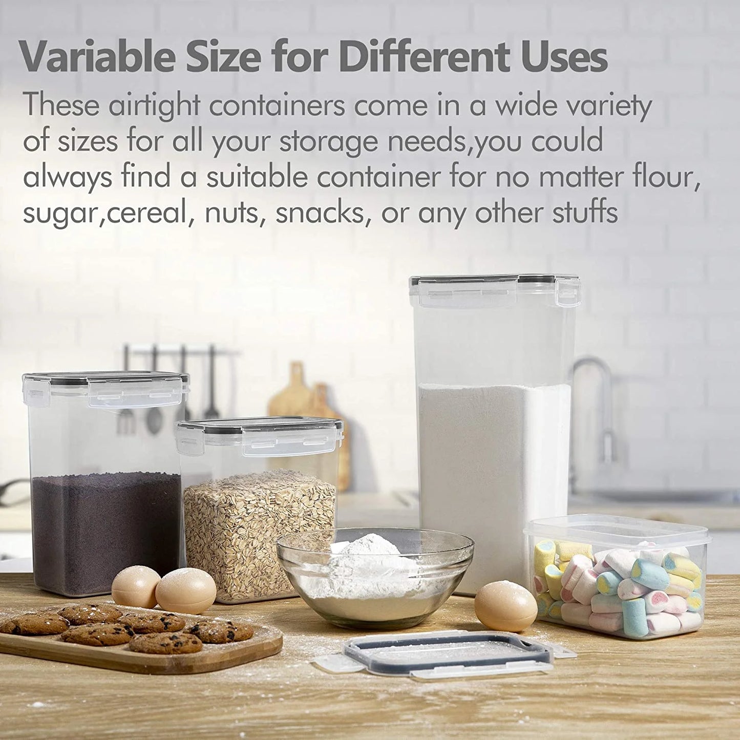Airtight 14Pcs Food Storage Container Set - for Cereal, Sugar, Snacks & Rice