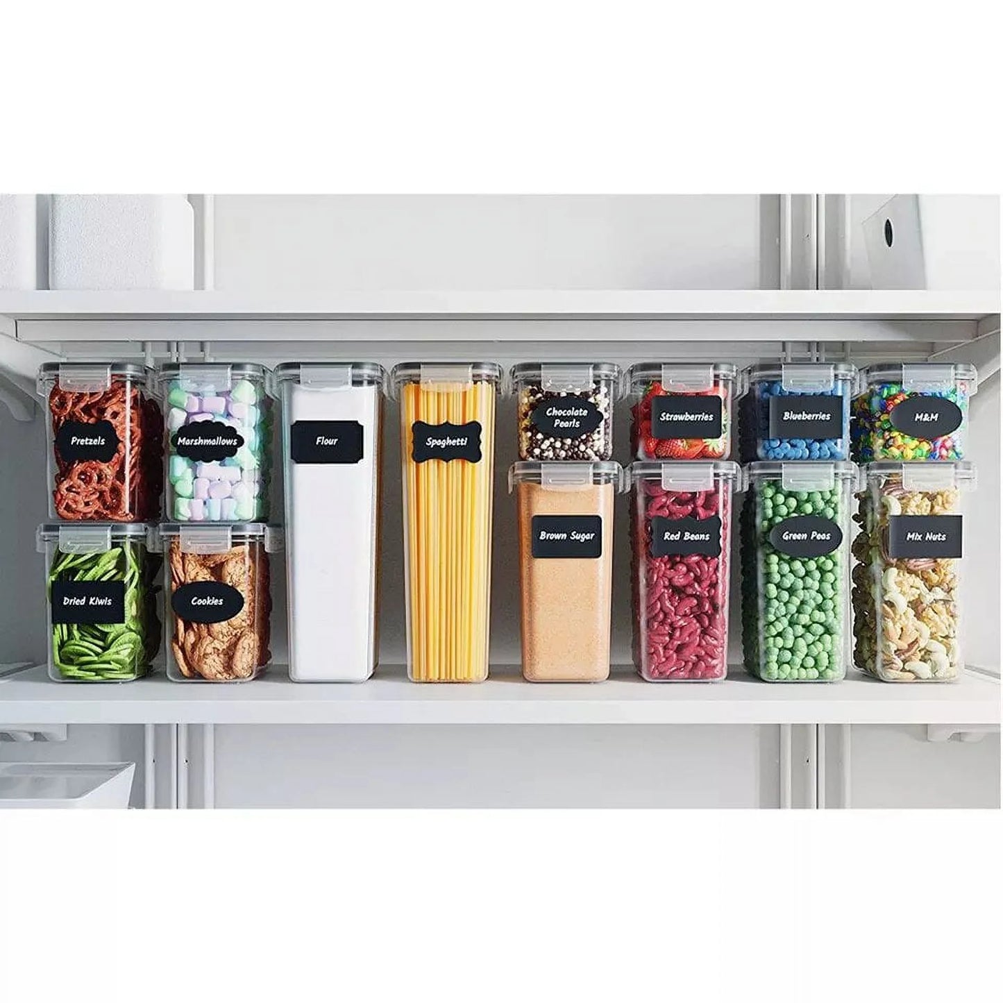 Airtight 14Pcs Food Storage Container Set - for Cereal, Sugar, Snacks & Rice